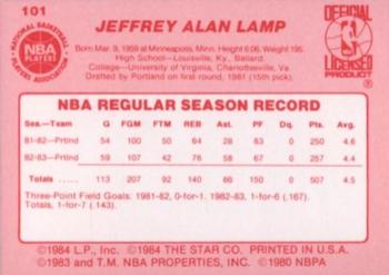 1983-84 Star #101 Jeff Lamp Back