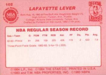 1983-84 Star #102 Lafayette Lever Back