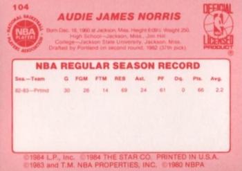 1983-84 Star #104 Audie Norris Back