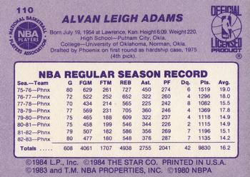 1983-84 Star #110 Alvan Adams Back