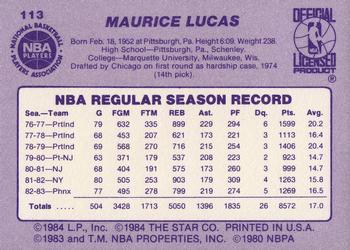 1983-84 Star #113 Maurice Lucas Back
