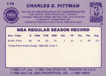 1983-84 Star #116 Charles Pittman Back