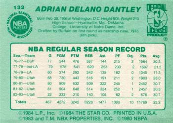 1983-84 Star #133 Adrian Dantley Back