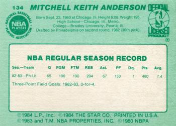 1983-84 Star #134 Mitchell Anderson Back