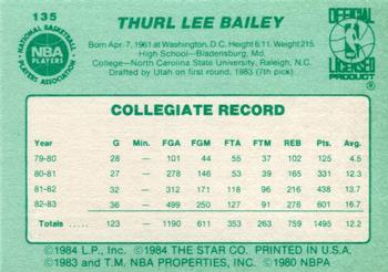 1983-84 Star #135 Thurl Bailey Back