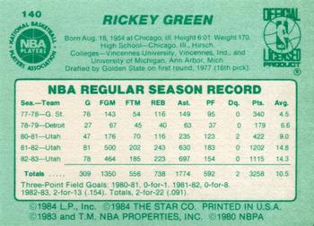1983-84 Star #140 Rickey Green Back