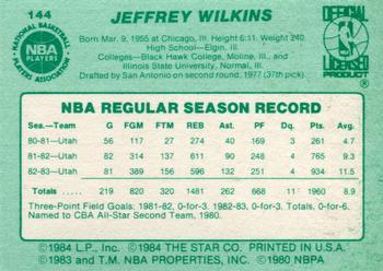 1983-84 Star #144 Jeff Wilkins Back