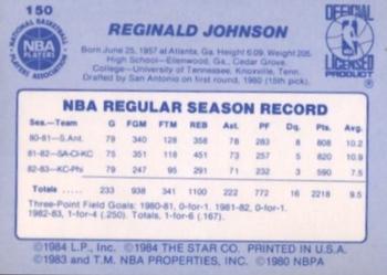 1983-84 Star #150 Reggie Johnson Back