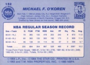 1983-84 Star #152 Mike O'Koren Back
