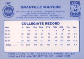 1983-84 Star #167 Granville Waiters Back