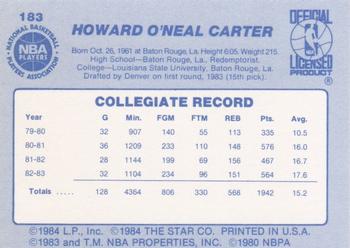 1983-84 Star #183 Howard Carter Back