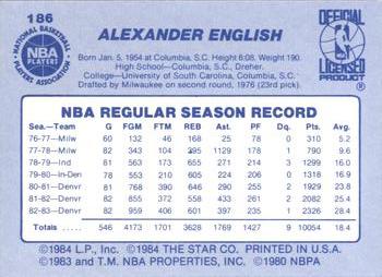 1983-84 Star #186 Alex English Back