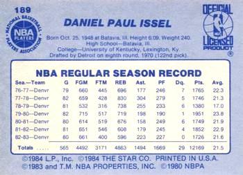 1983-84 Star #189 Dan Issel Back