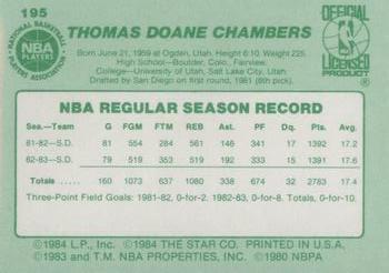 1983-84 Star #195 Tom Chambers Back