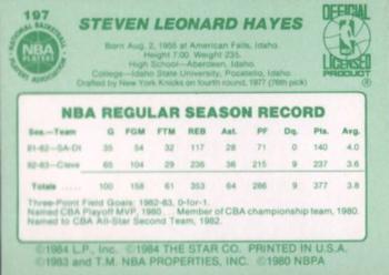 1983-84 Star #197 Steve Hayes Back