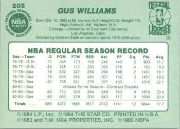 1983-84 Star #202 Gus Williams Back