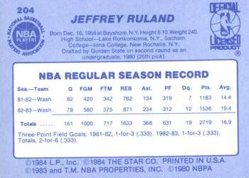 1983-84 Star #204 Jeff Ruland Back