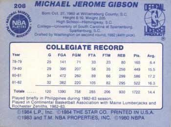 1983-84 Star #208 Mike Gibson Back