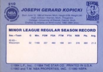 1983-84 Star #210 Joe Kopicki Back