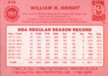 1983-84 Star #216 Billy Knight Back