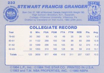 1983-84 Star #233 Stewart Granger Back