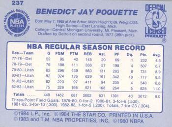 1983-84 Star #237 Ben Poquette Back