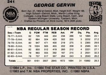 1983-84 Star #241 George Gervin Back