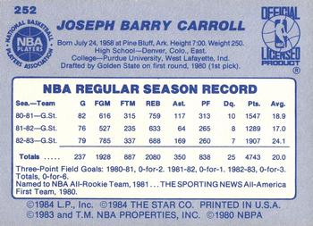 1983-84 Star #252 Joe Barry Carroll Back