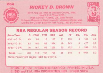 1983-84 Star #264 Rickey Brown Back