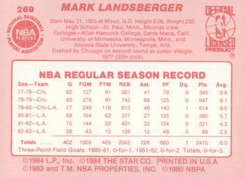 1983-84 Star #269 Mark Landsberger Back