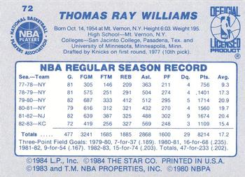 1983-84 Star #72 Ray Williams Back