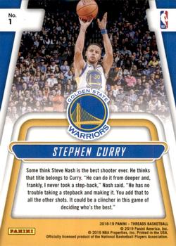 2018-19 Panini Threads - Automatic Dazzle #1 Stephen Curry Back
