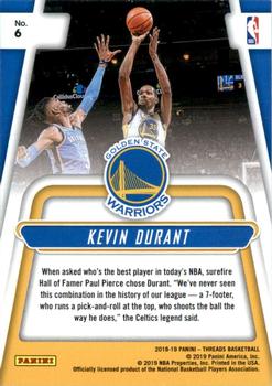 2018-19 Panini Threads - Automatic Dazzle #6 Kevin Durant Back