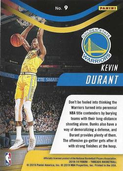 2018-19 Panini Threads - Bringing Down the House Dazzle #9 Kevin Durant Back