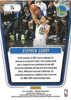 2018-19 Panini Threads - Century Collection #19 Stephen Curry Back