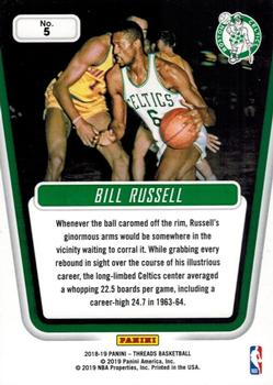 2018-19 Panini Threads - Century Collection Dazzle #5 Bill Russell Back