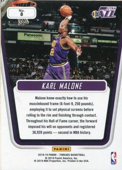 2018-19 Panini Threads - Century Collection Dazzle Gold #8 Karl Malone Back