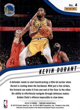 2018-19 Panini Threads - High Octane Dazzle #4 Kevin Durant Back