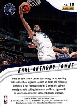2018-19 Panini Threads - High Octane Dazzle #10 Karl-Anthony Towns Back