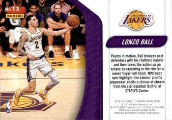 2018-19 Panini Threads - In Motion Dazzle #13 Lonzo Ball Back