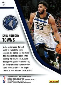 2018-19 Panini Threads - Our Time Dazzle #11 Karl-Anthony Towns Back