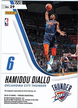2018-19 Panini Threads - Rookie Signatures Gold #29 Hamidou Diallo Back