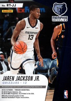 2018-19 Panini Threads - Rookie Threads #RT-JJ Jaren Jackson Jr. Back