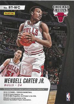 2018-19 Panini Threads - Rookie Threads #RT-WC Wendell Carter Jr. Back