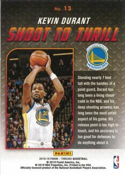 2018-19 Panini Threads - Shoot to Thrill Dazzle #13 Kevin Durant Back