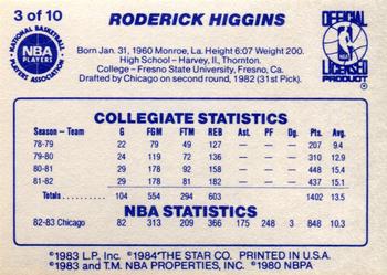 1983-84 Star All-Rookies #3 Rod Higgins Back