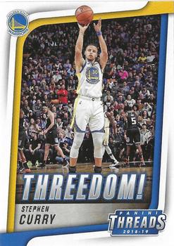 2018-19 Panini Threads - Threedom! #2 Stephen Curry Front