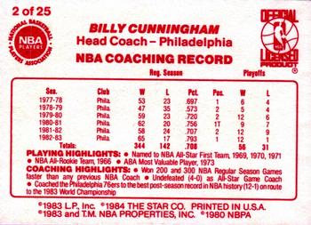 1983-84 Star Sixers Champs #2 Billy Cunningham Back