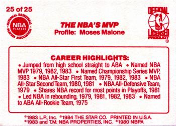 1983-84 Star Sixers Champs #25 Moses Malone Back