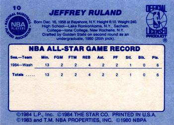 1984 Star All-Star Game #10 Jeff Ruland Back